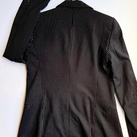 MANGO MNG Women’s Pinstripe Black Blazer Suit Jacket Medium - Picture 4 of 8